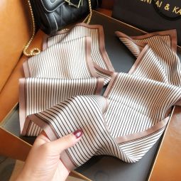 Mulberry Silk Scarf Womens Long Skinny Tie Drape Print Neck Scarf Cover Image