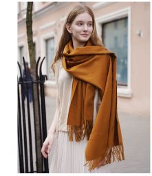 New solid color wool long tassel scarf, thick autumn and winter scarf, soft and comfortable shawl Cover Image